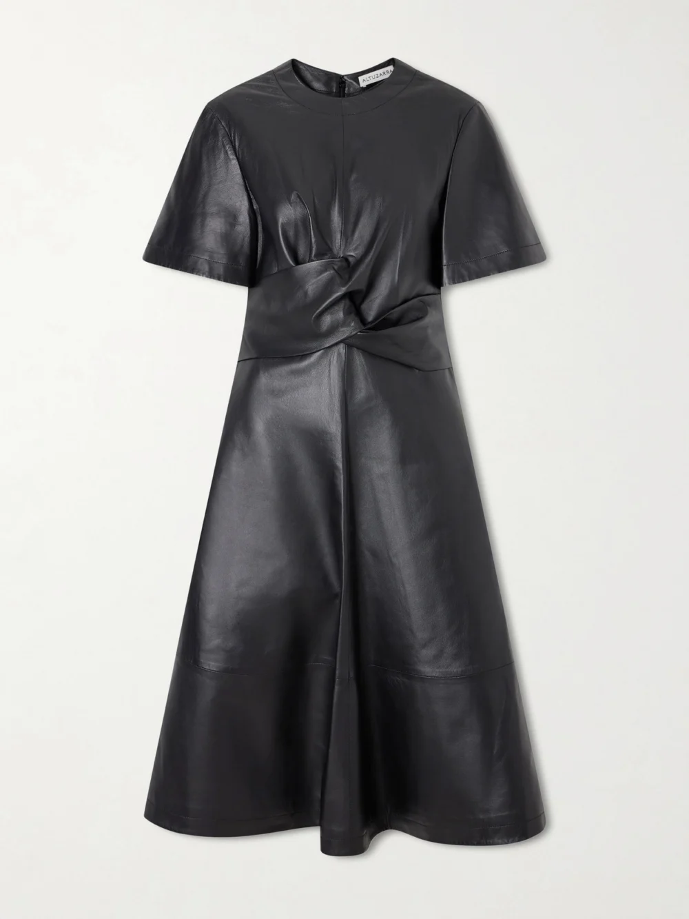 Altuzarra Kirsty Wrap-effect Paneled Leather Midi Dress in black