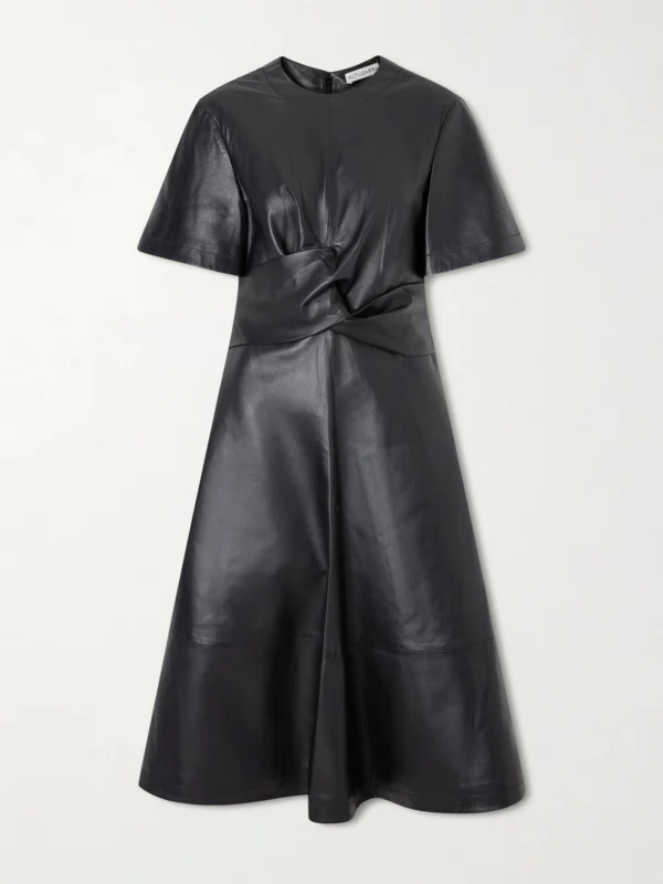 Altuzarra Kirsty Wrap-effect Paneled Leather Midi Dress