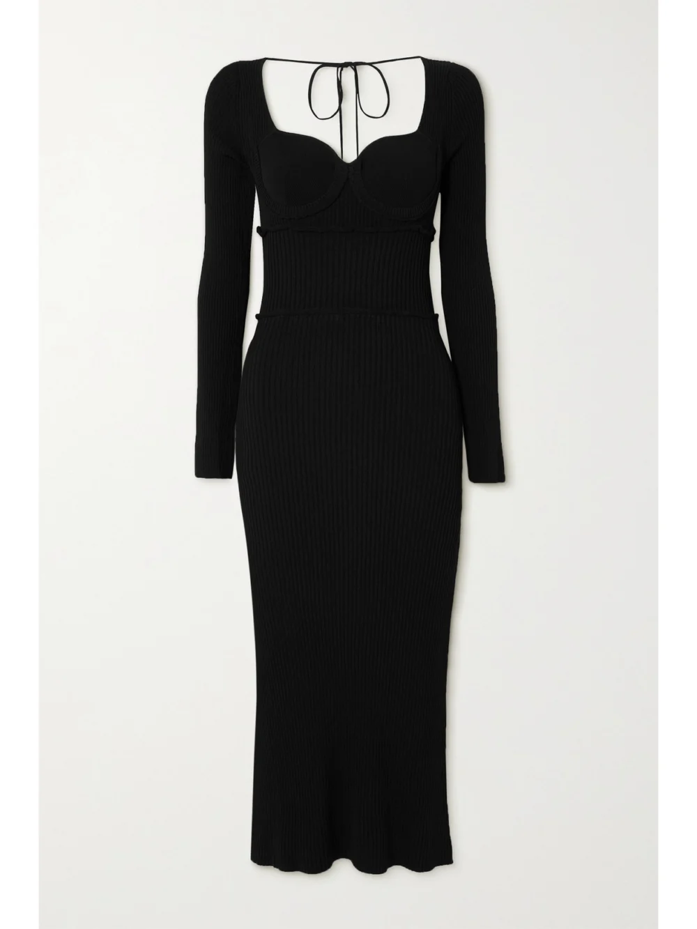 Altuzarra Louisa Ribbed-knit Midi Dress in black