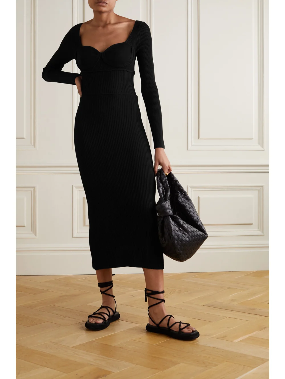Altuzarra Louisa Ribbed-knit Midi Dress, worn by a model