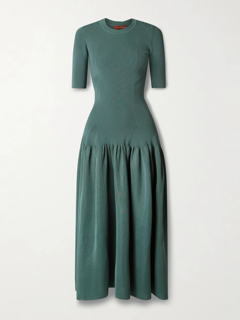 Altuzarra Maisie Gathered Metallic Stretch-knit Maxi Dress in green
