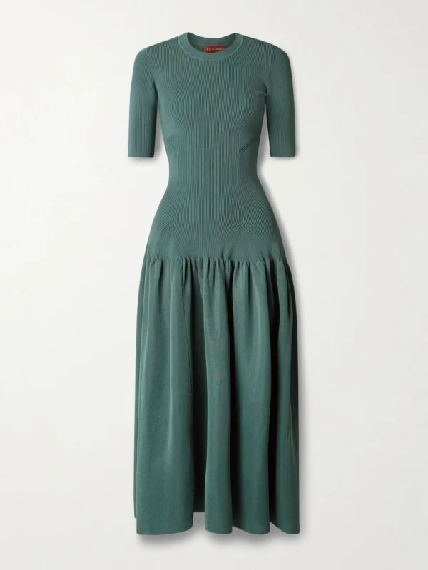 Altuzarra Maisie Gathered Metallic Stretch-knit Maxi Dress