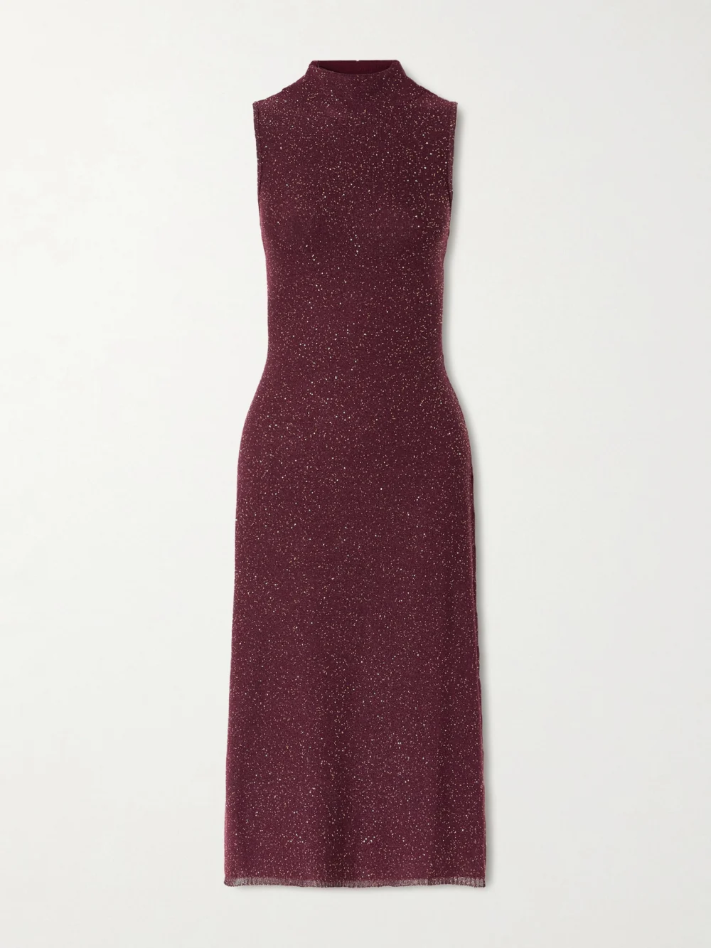 Altuzarra Marian Sequined Knitted Halterneck Midi Dress in burgundy