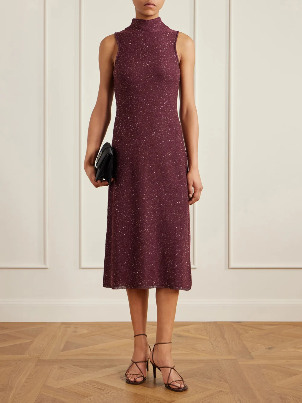 Altuzarra Marian Sequined Knitted Halterneck Midi Dress, worn by a model