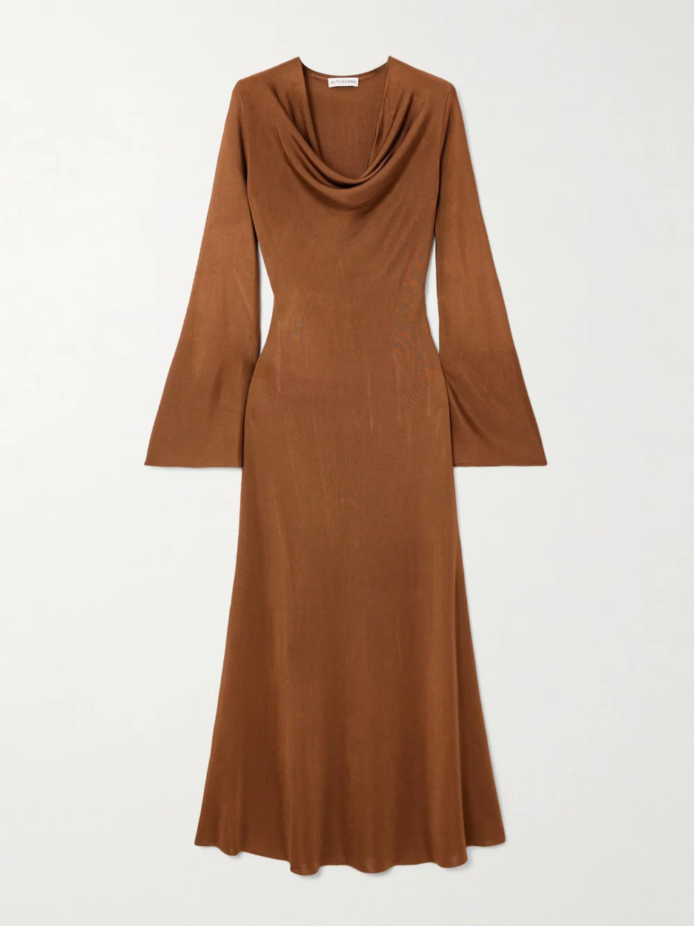 Altuzarra Milda Draped Knitted Midi Dress in brown