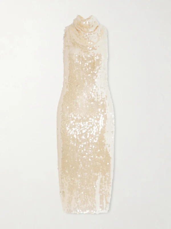 Altuzarra Noor Draped Sequined Chiffon Midi Dress