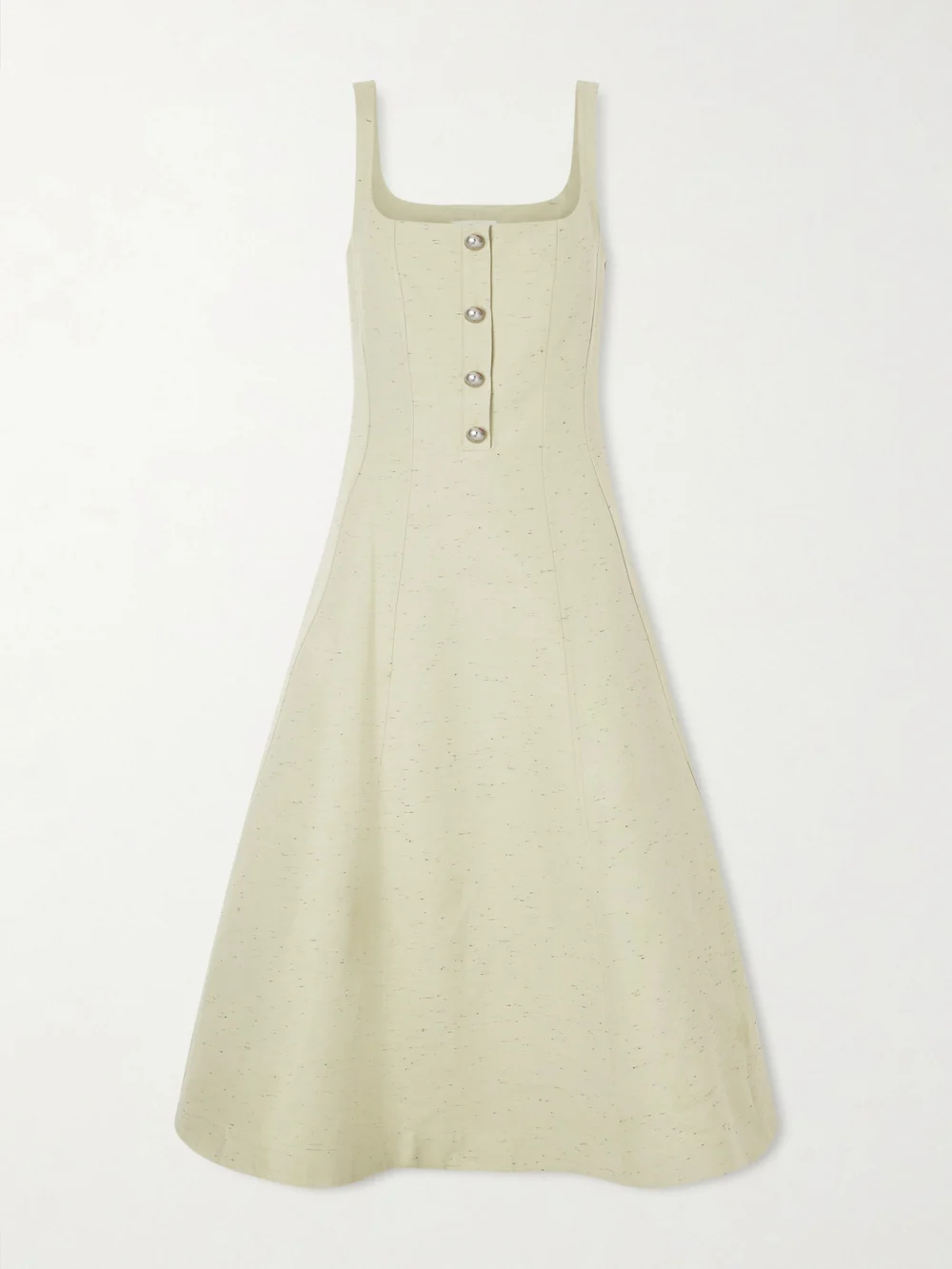 Altuzarra Orrie Button-embellished Cotton-blend Midi Dress in sage green