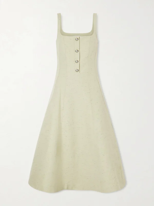 Altuzarra Orrie Button-embellished Cotton-blend Midi Dress