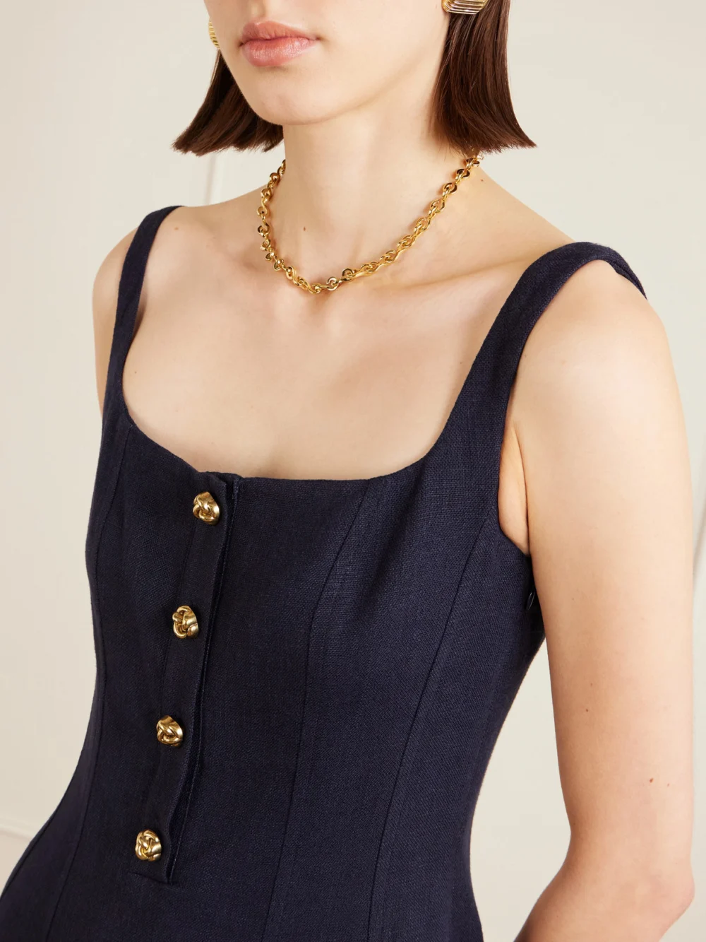 Close-up detail of the Altuzarra Orrie Paneled Cotton-blend Midi Dress