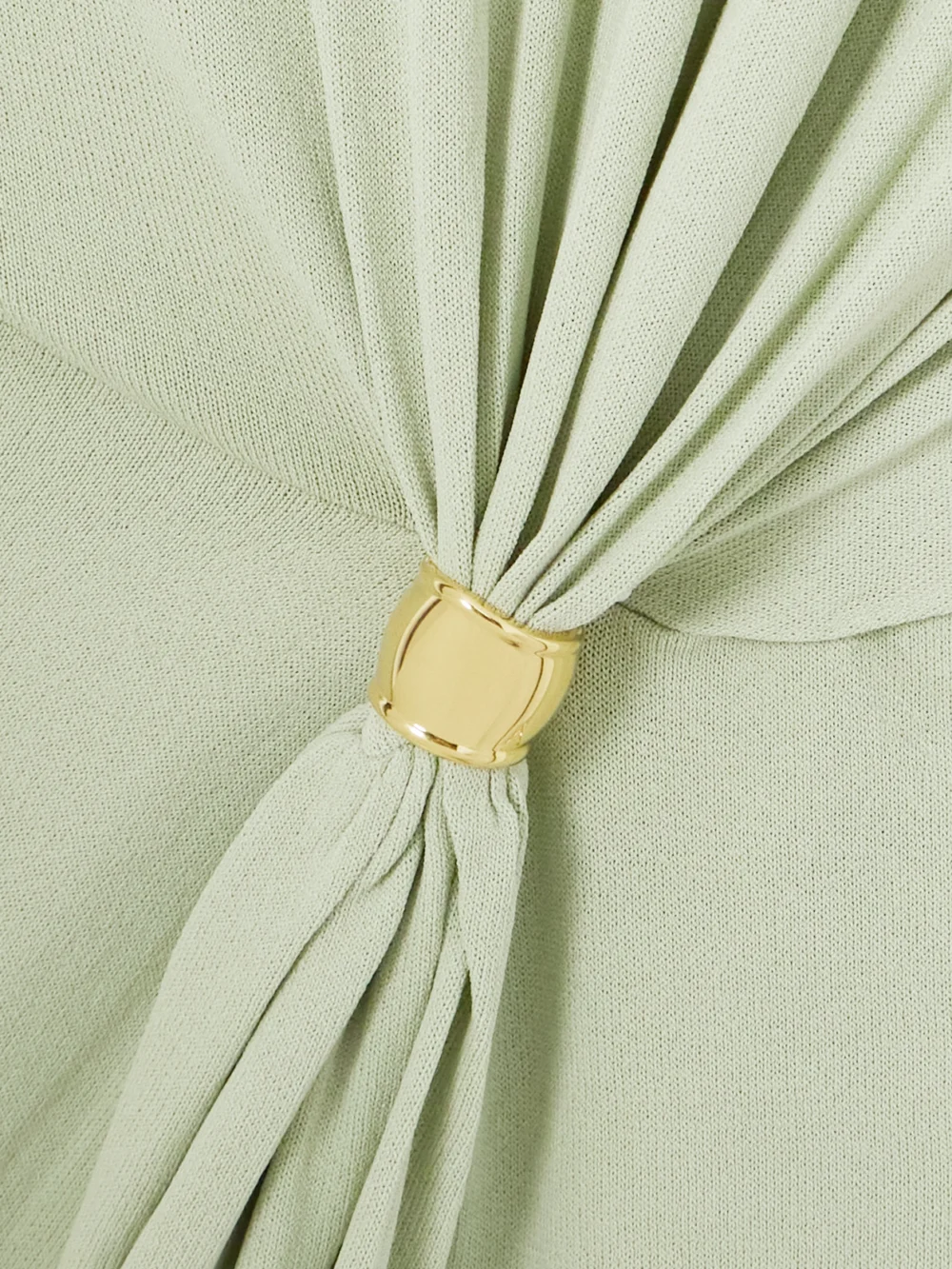 Close-up detail of the Altuzarra Saralien Embellished Gathered Stretch-knit Midi Dress