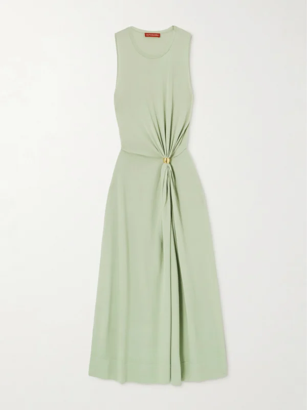 Altuzarra Saralien Embellished Gathered Stretch-knit Midi Dress