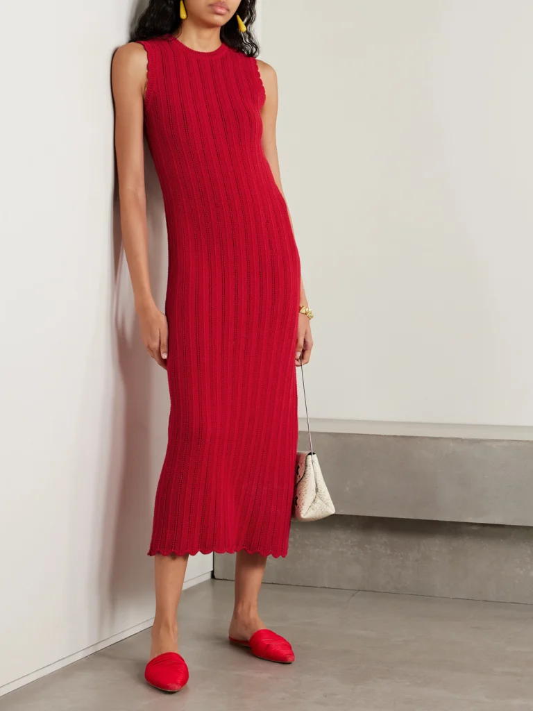 Altuzarra Sissi Ribbed Open-knit Organic Cotton Midi Dress