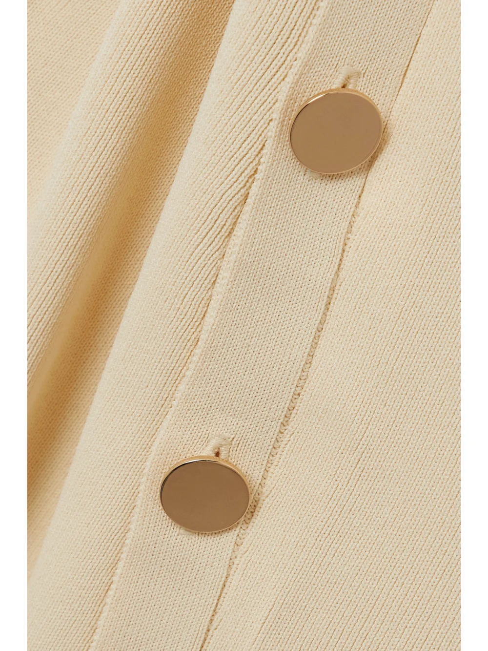 Close-up detail of the Altuzarra Topaz Button-detailed Ribbed-knit Midi Dress