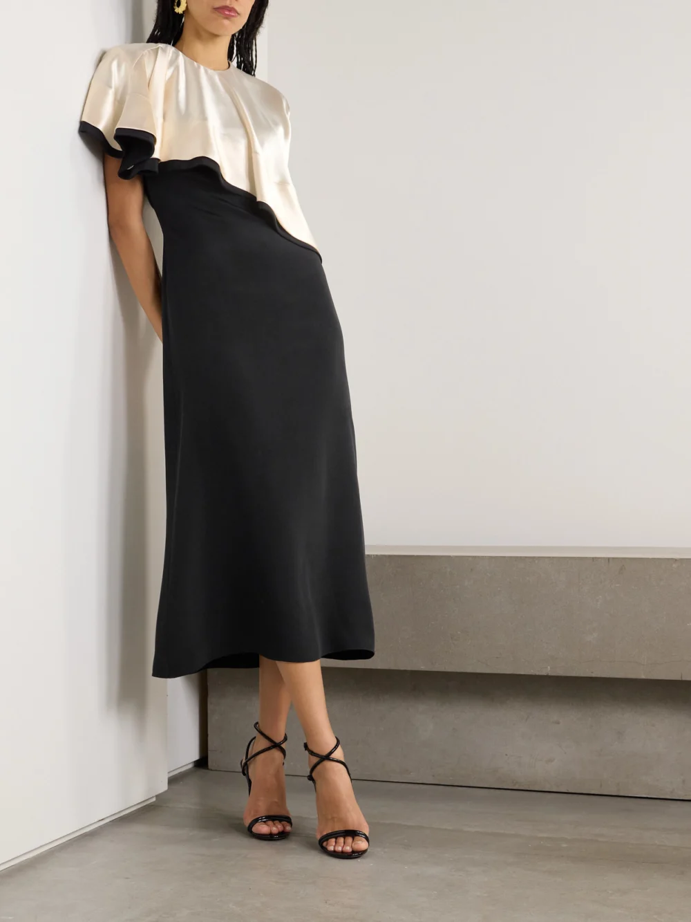 Altuzarra Topolino Layered Silk-satin Midi Dress, worn by a model