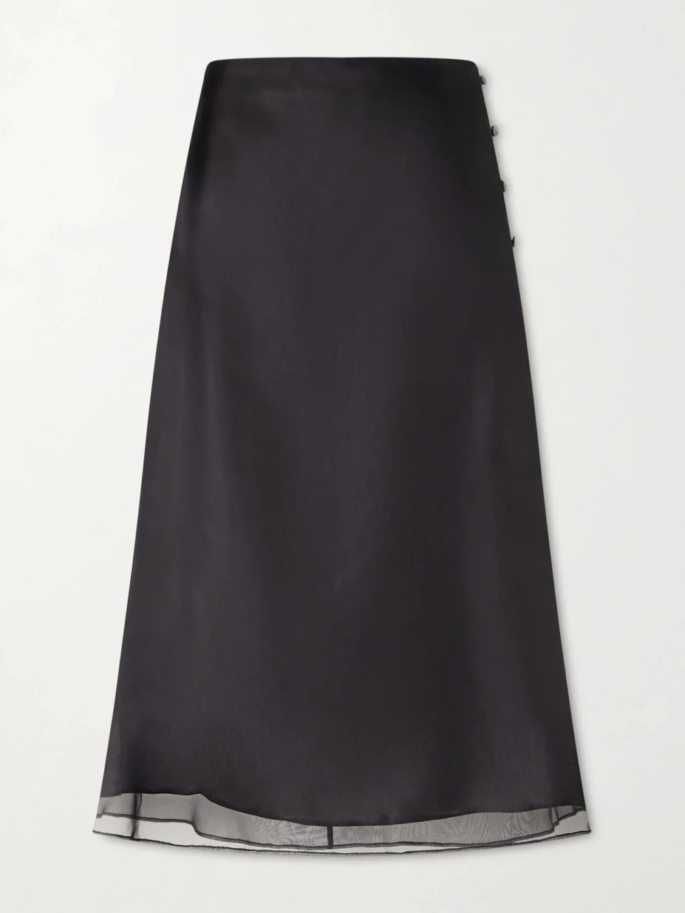 Ami Paris Corolla Silk-crêpe De Chine Midi Skirt in black