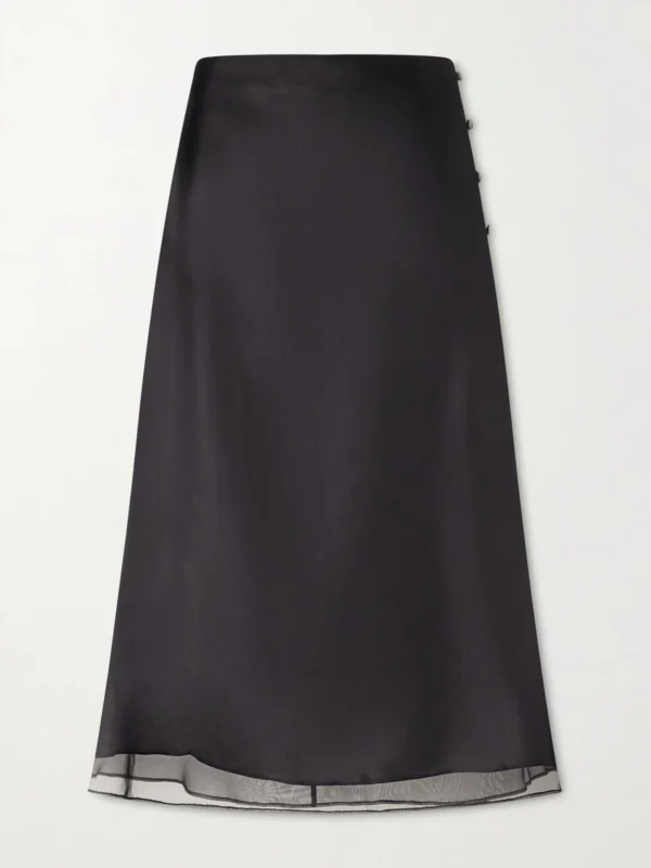 Ami Paris Corolla Silk-crêpe De Chine Midi Skirt