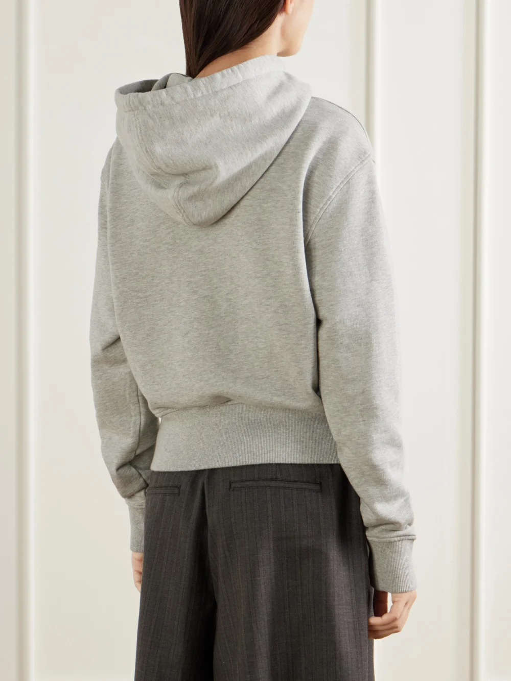 Back view of the Ami Paris Embroidered Cotton-jersey Hoodie