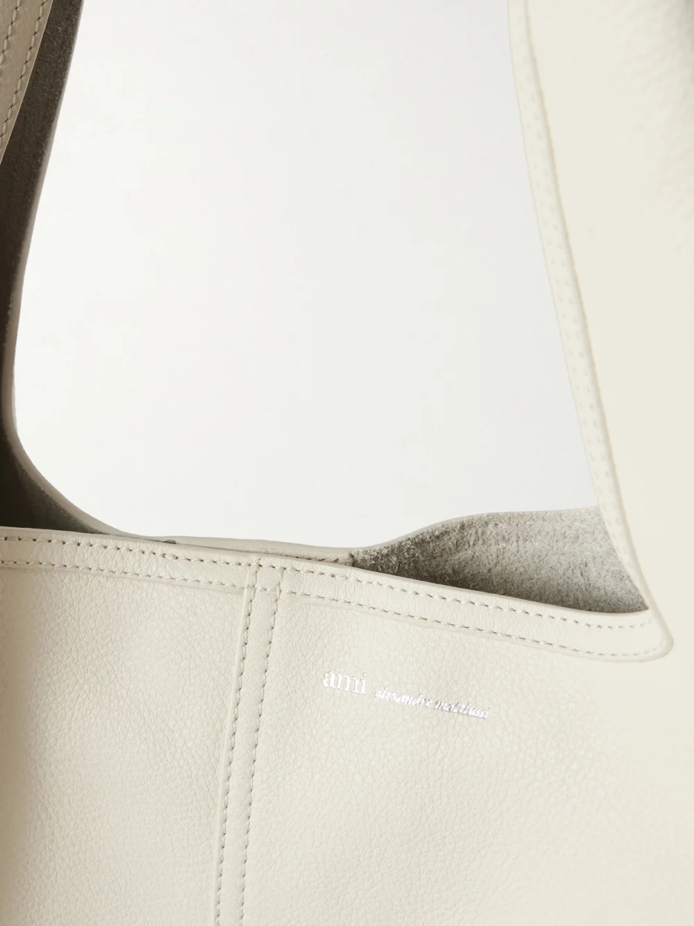 Close-up detail of the Ami Paris Etienne Leather Shoulder Bag