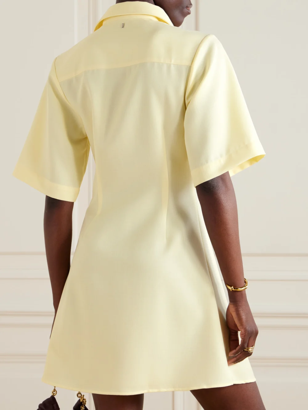 Back view of the Ami Paris Grain De Poudre Wool Mini Shirt Dress