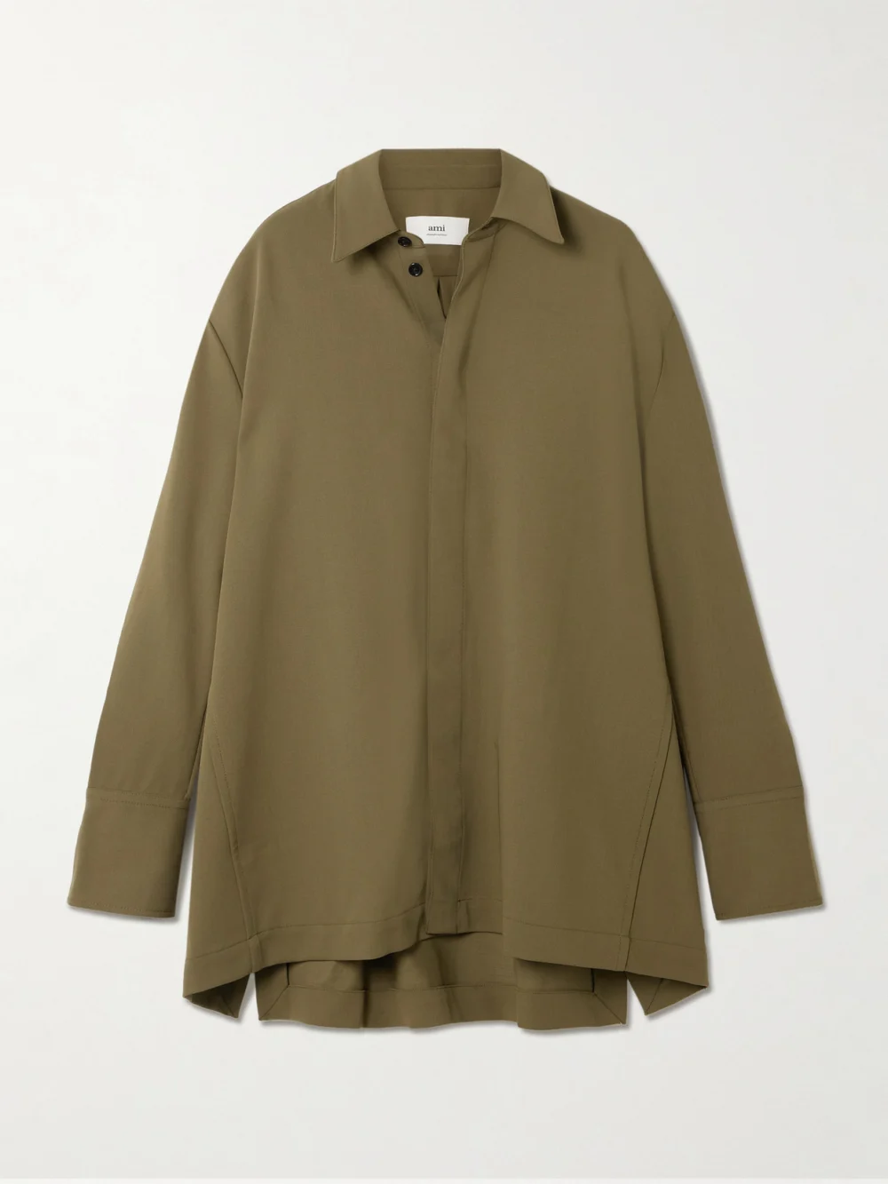 Ami Paris Oversized Wool-crepe Shirt in green