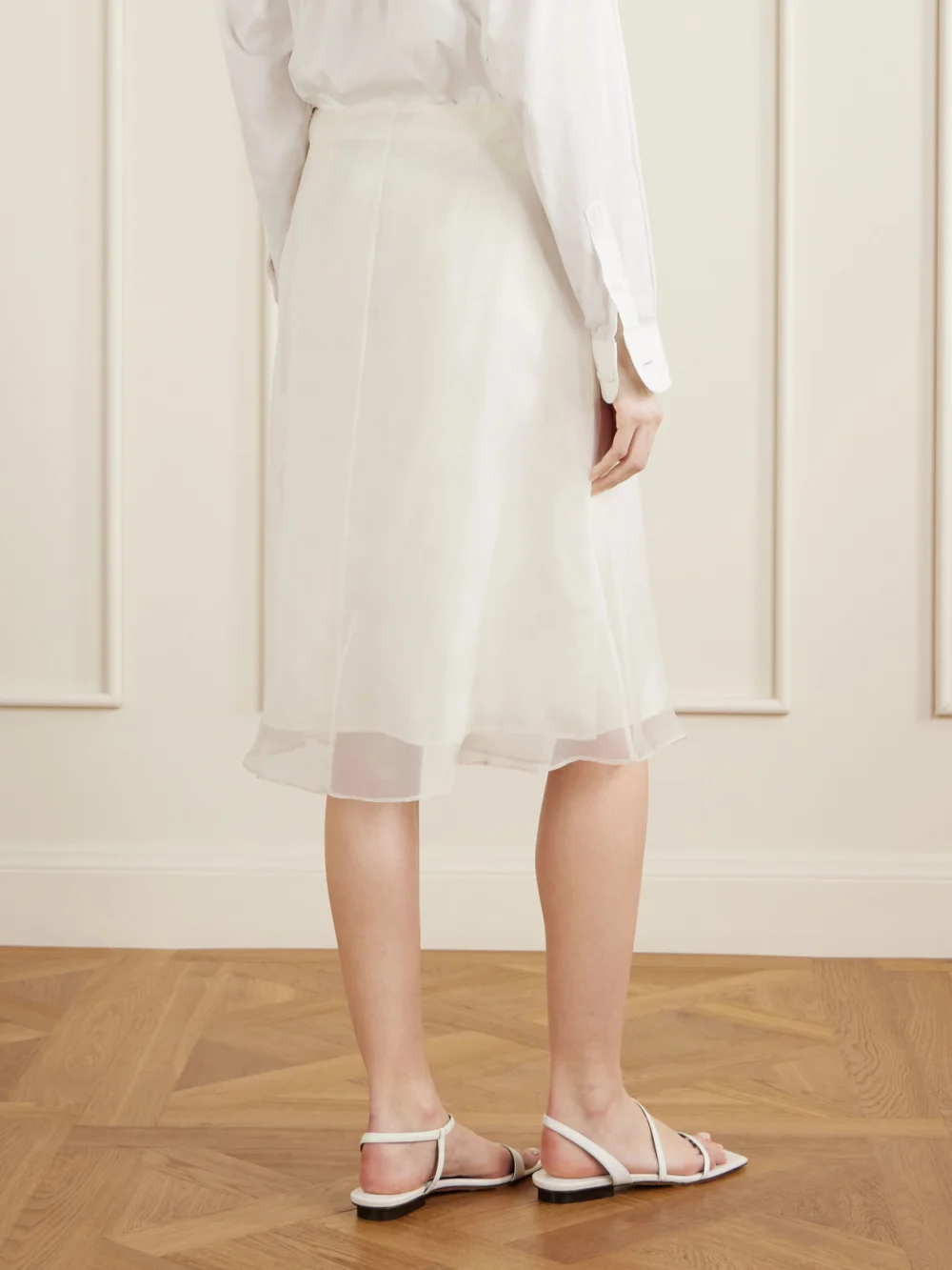 Back view of the Ami Paris Sheer Silk Midi Skirt