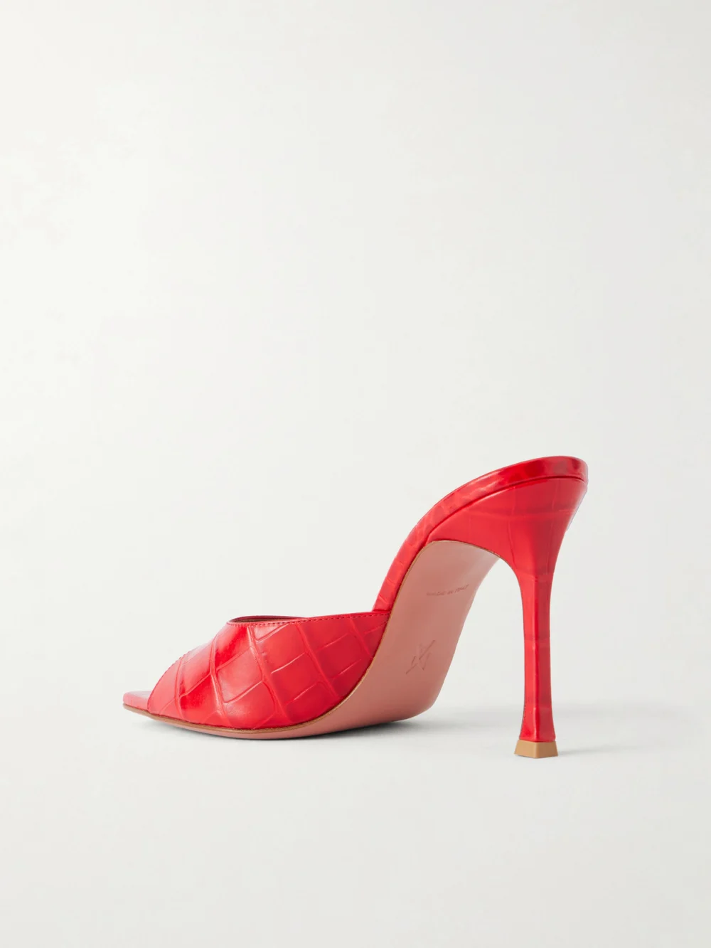 Back view of the Amina Muaddi Alexa 95 Croc-effect Leather Mules