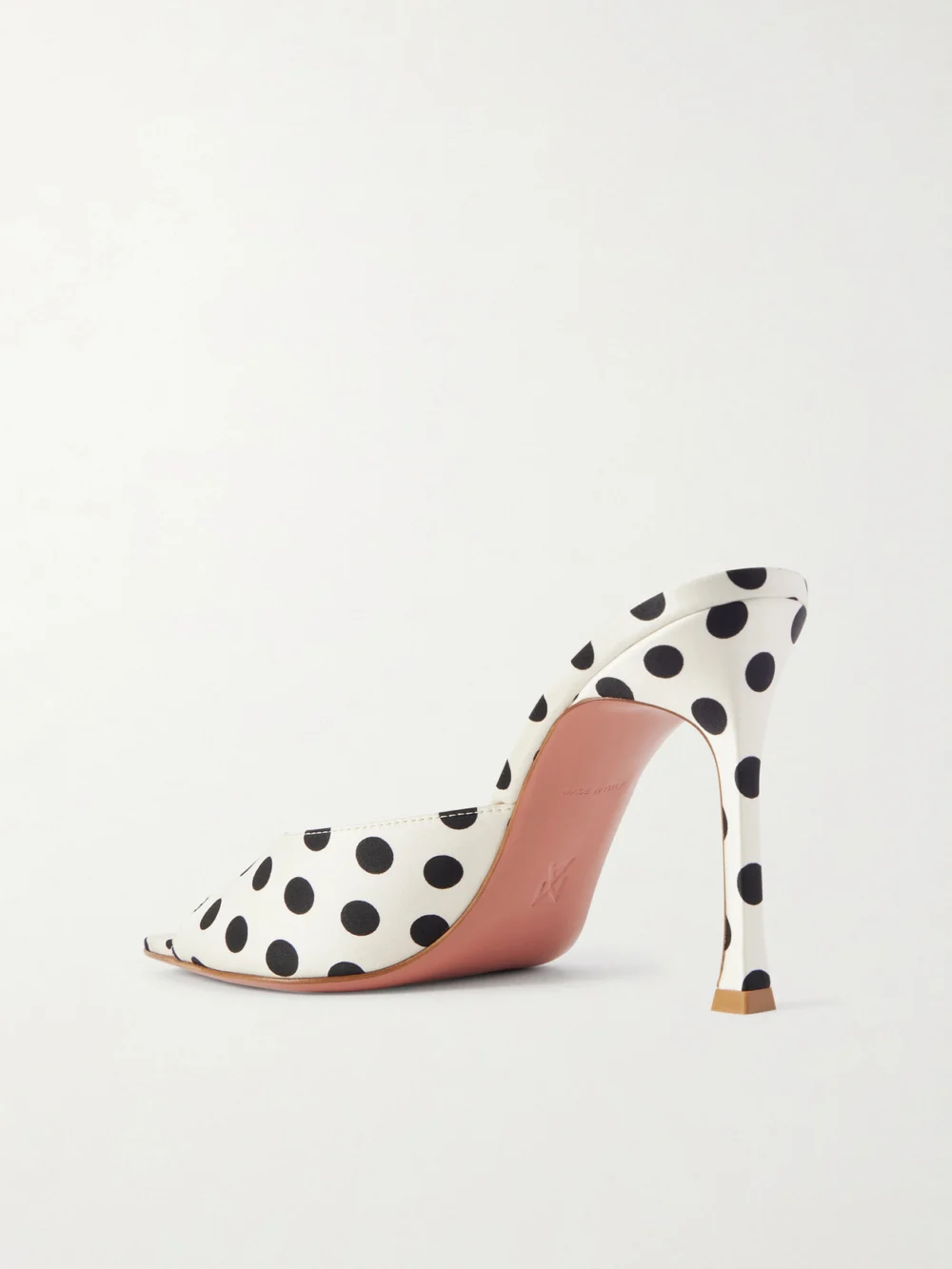 Back view of the Amina Muaddi Alexa Polka-dot Satin Mules