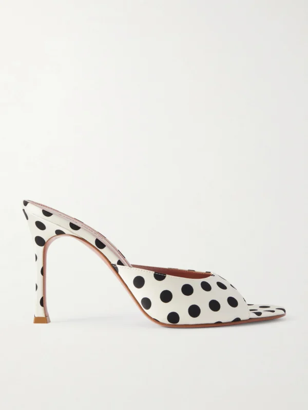 Amina Muaddi Alexa Polka-dot Satin Mules