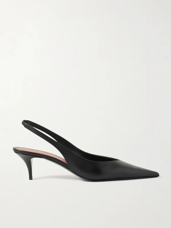 Amina Muaddi Anok Glossed-leather Slingback Pumps