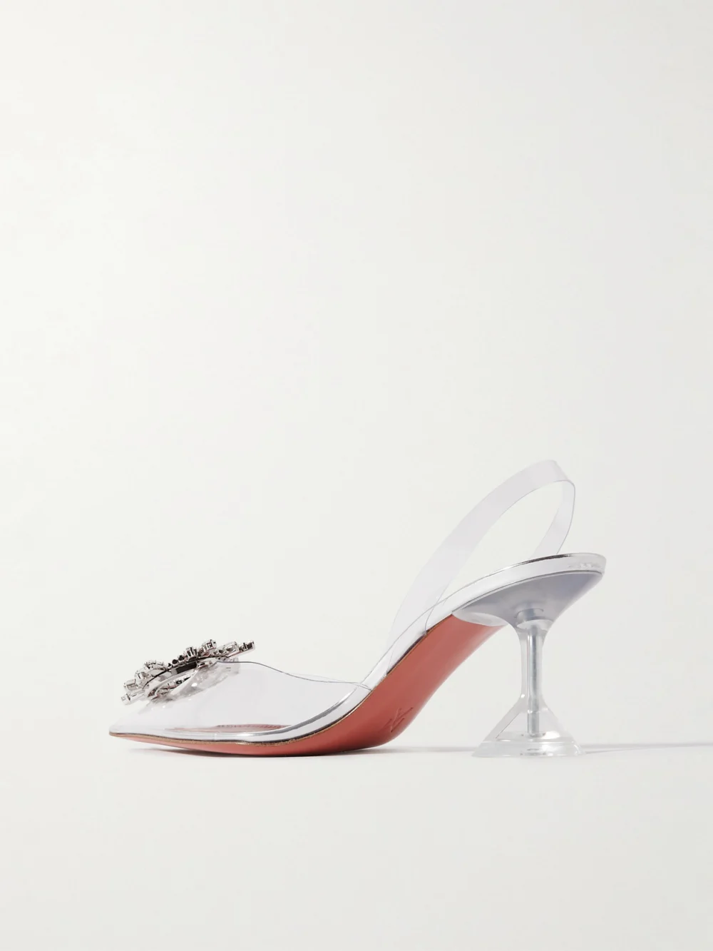 Back view of the Amina Muaddi Begum Crystal-embellished Pvc Slingback Pumps