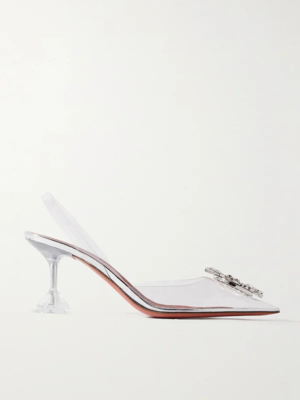 Amina Muaddi Begum Crystal-embellished Pvc Slingback Pumps