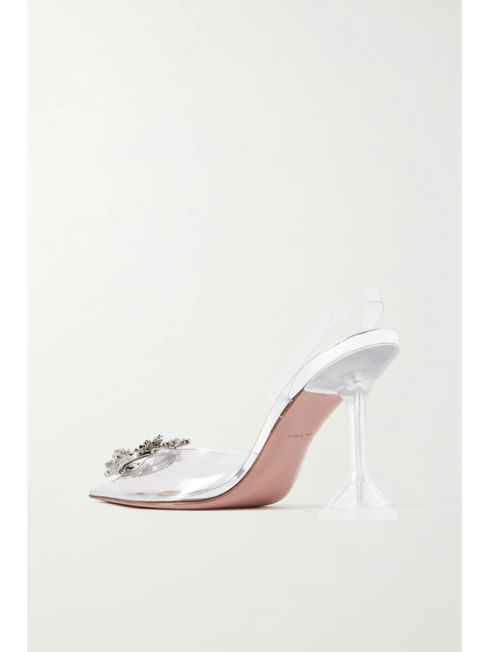 Back view of the Amina Muaddi Begum Crystal-embellished Pvc Slingback Pumps