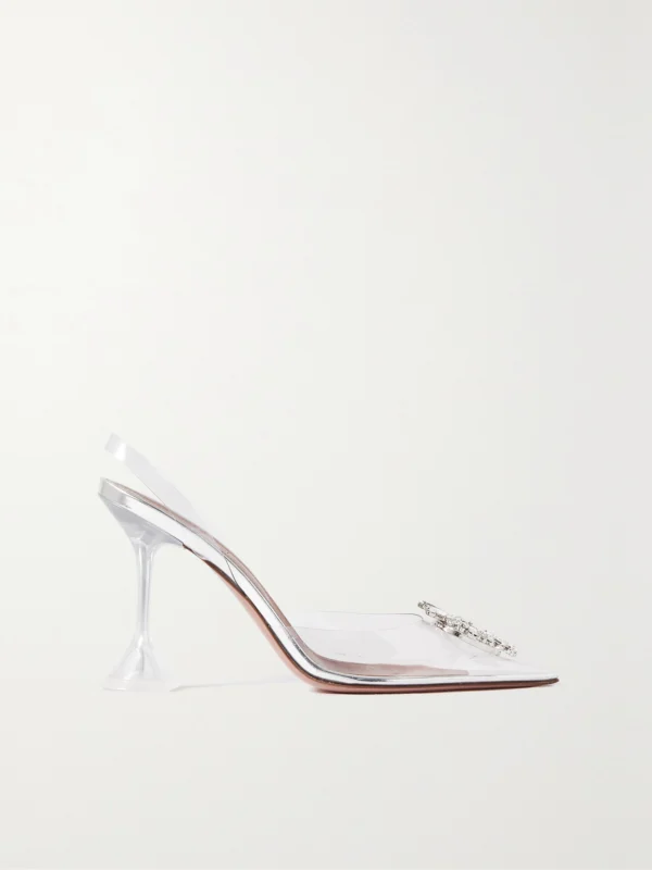 Amina Muaddi Begum Crystal-embellished Pvc Slingback Pumps