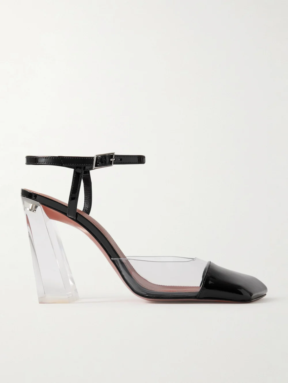 Amina Muaddi Charlotte 95 Pvc and Patent-leather Slingback Pumps in black