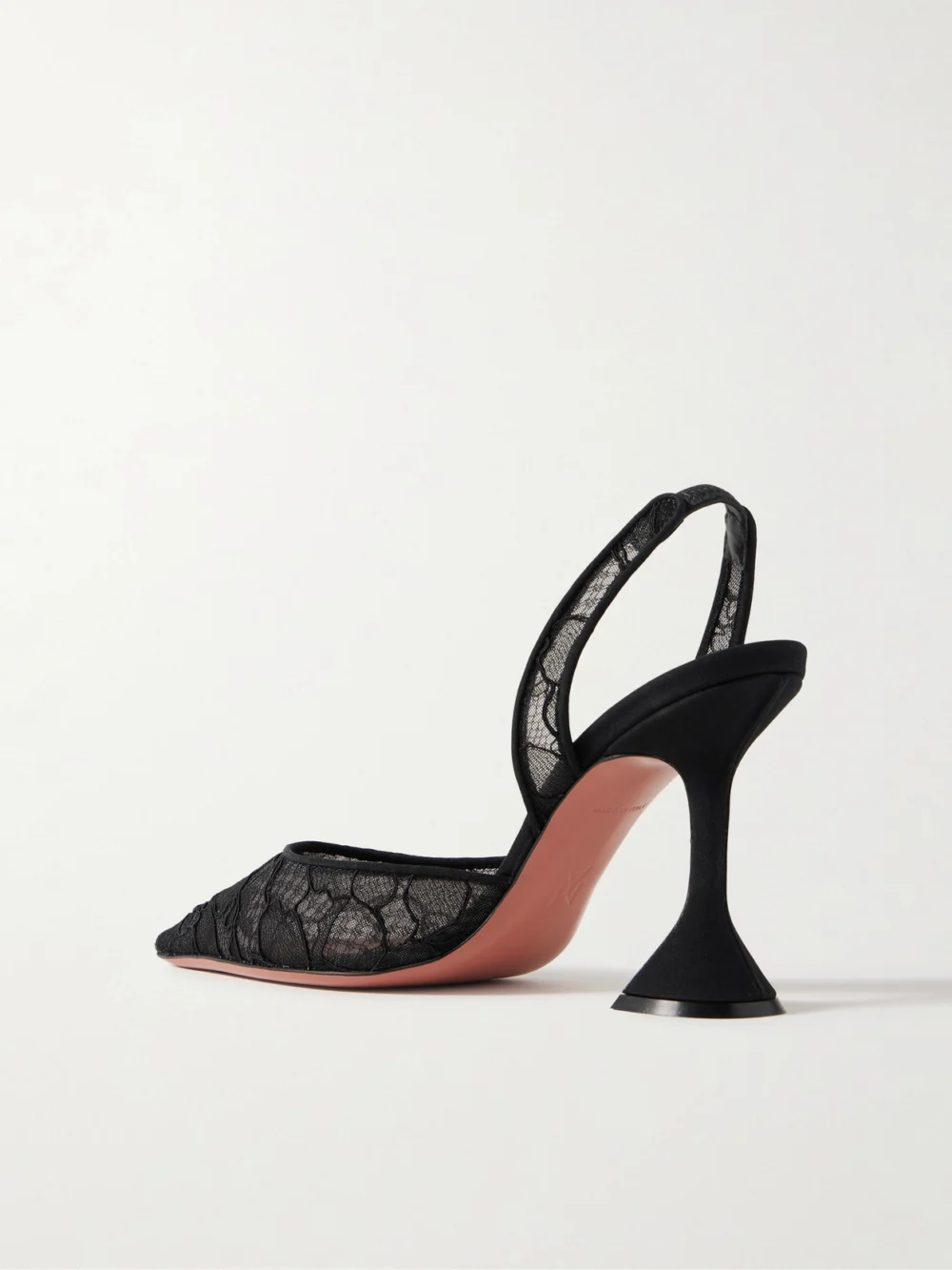 Back view of the Amina Muaddi Holli 95 Corded Lace Slingback Pumps