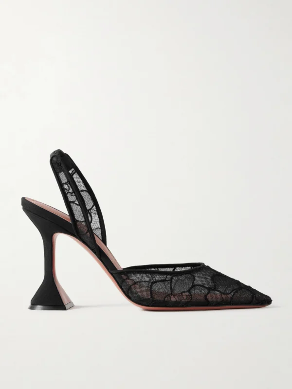 Amina Muaddi Holli 95 Corded Lace Slingback Pumps