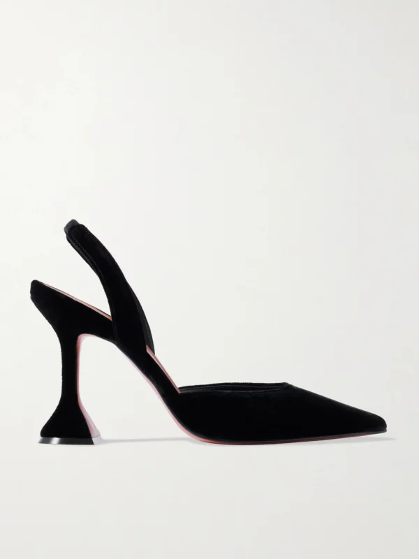 Amina Muaddi Holli 95 Velvet Slingback Pumps