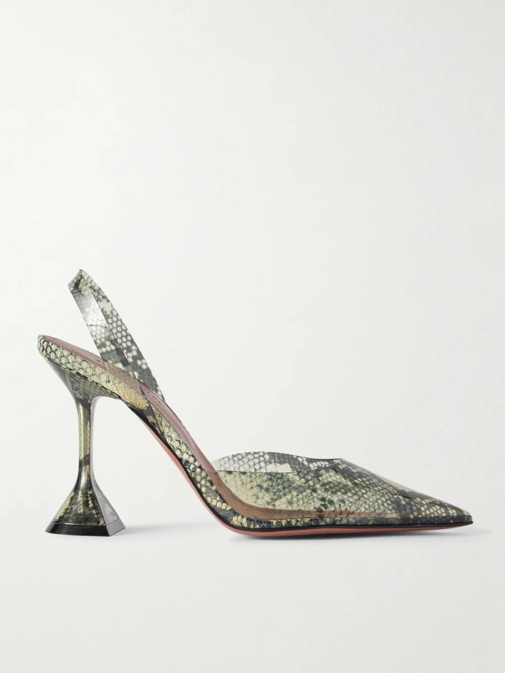 Amina Muaddi Holli Snake-effect Pvc Slingback Pumps in snake print