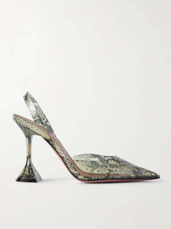 Amina Muaddi Holli Snake-effect Pvc Slingback Pumps