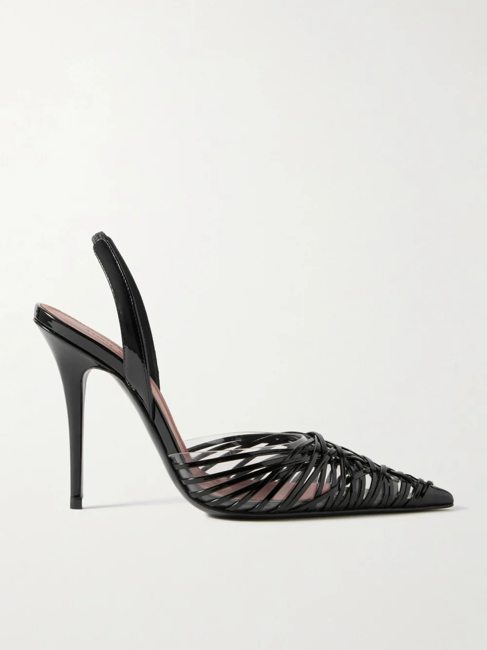 Amina Muaddi Lori Sling Patent-leather and Pvc Slingback Pumps in black