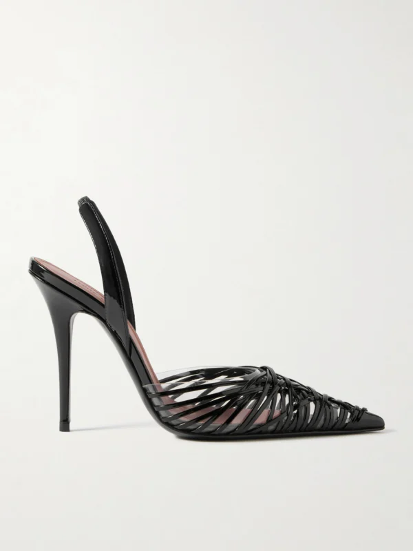 Amina Muaddi Lori Sling Patent-leather and Pvc Slingback Pumps