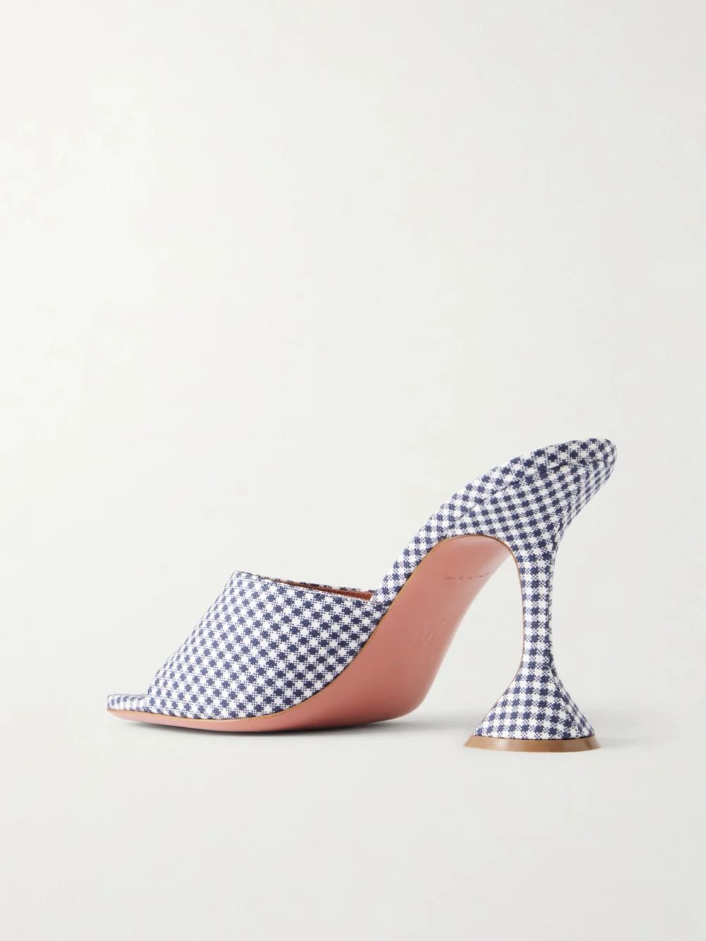 Back view of the Amina Muaddi Lupita 95 Gingham Woven Mules