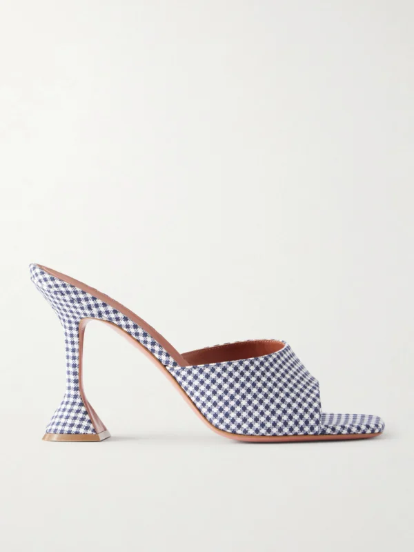 Amina Muaddi Lupita 95 Gingham Woven Mules