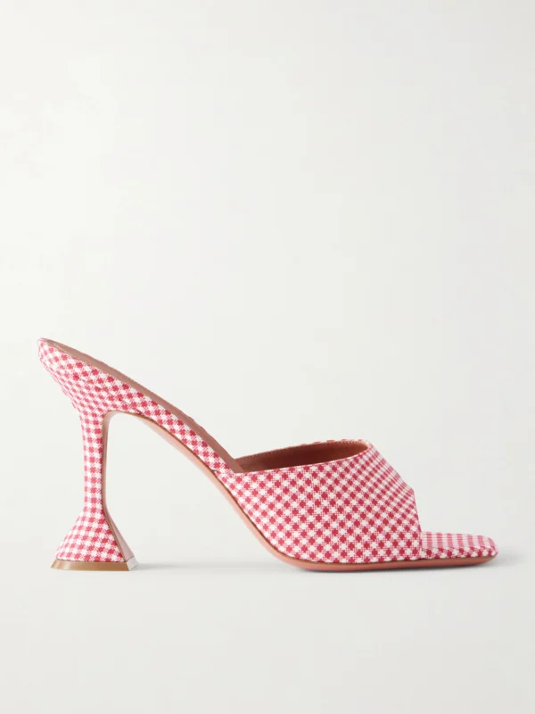 Amina Muaddi Lupita 95 Gingham Woven Mules