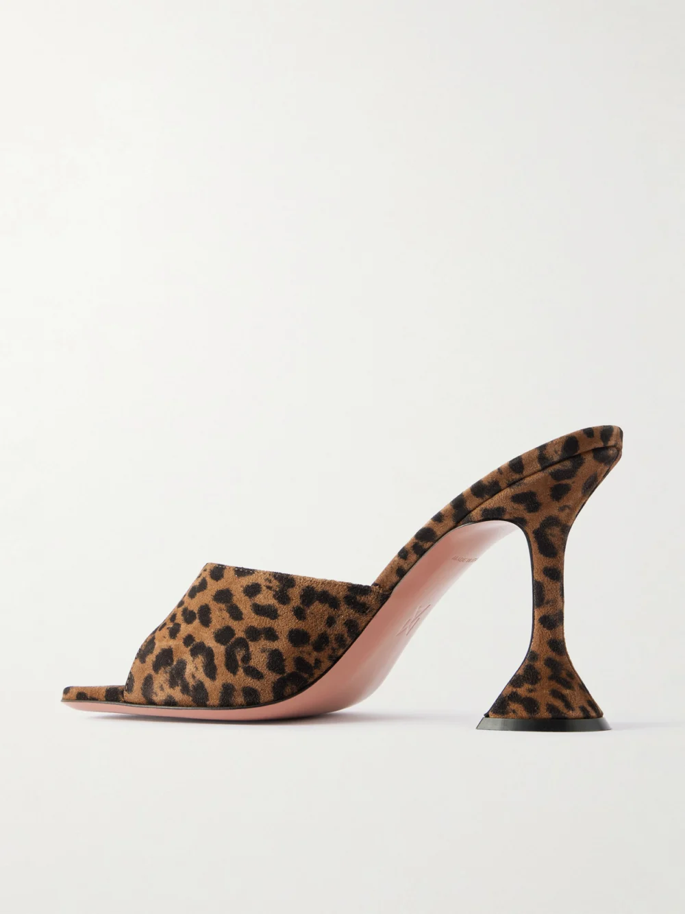Back view of the Amina Muaddi Lupita 95 Leopard-print Suede Mules
