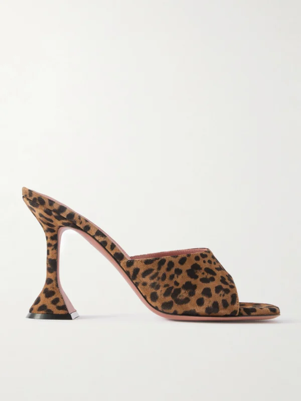 Amina Muaddi Lupita 95 Leopard-print Suede Mules
