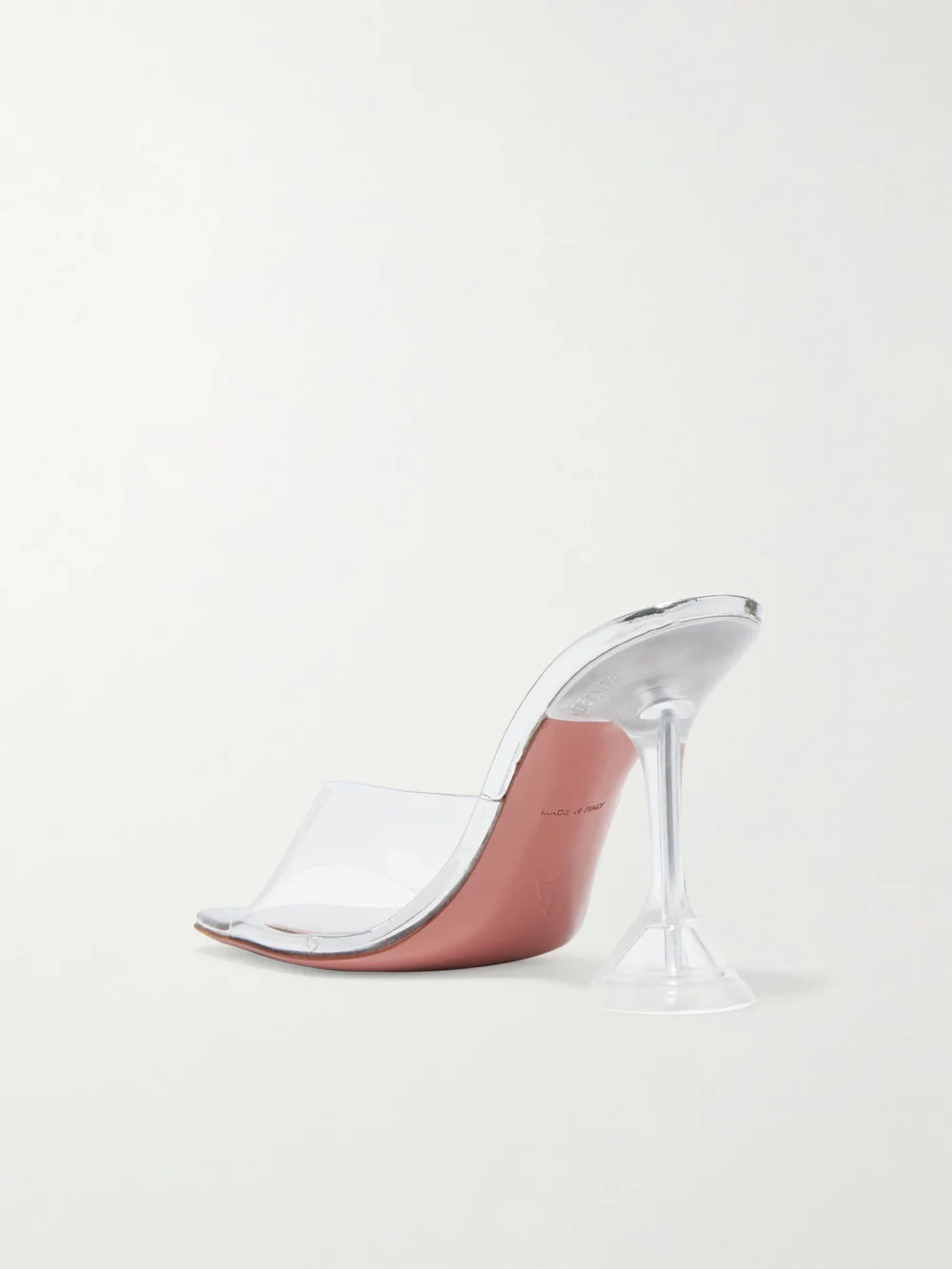Back view of the Amina Muaddi Lupita 95 Pvc and Leather Mules