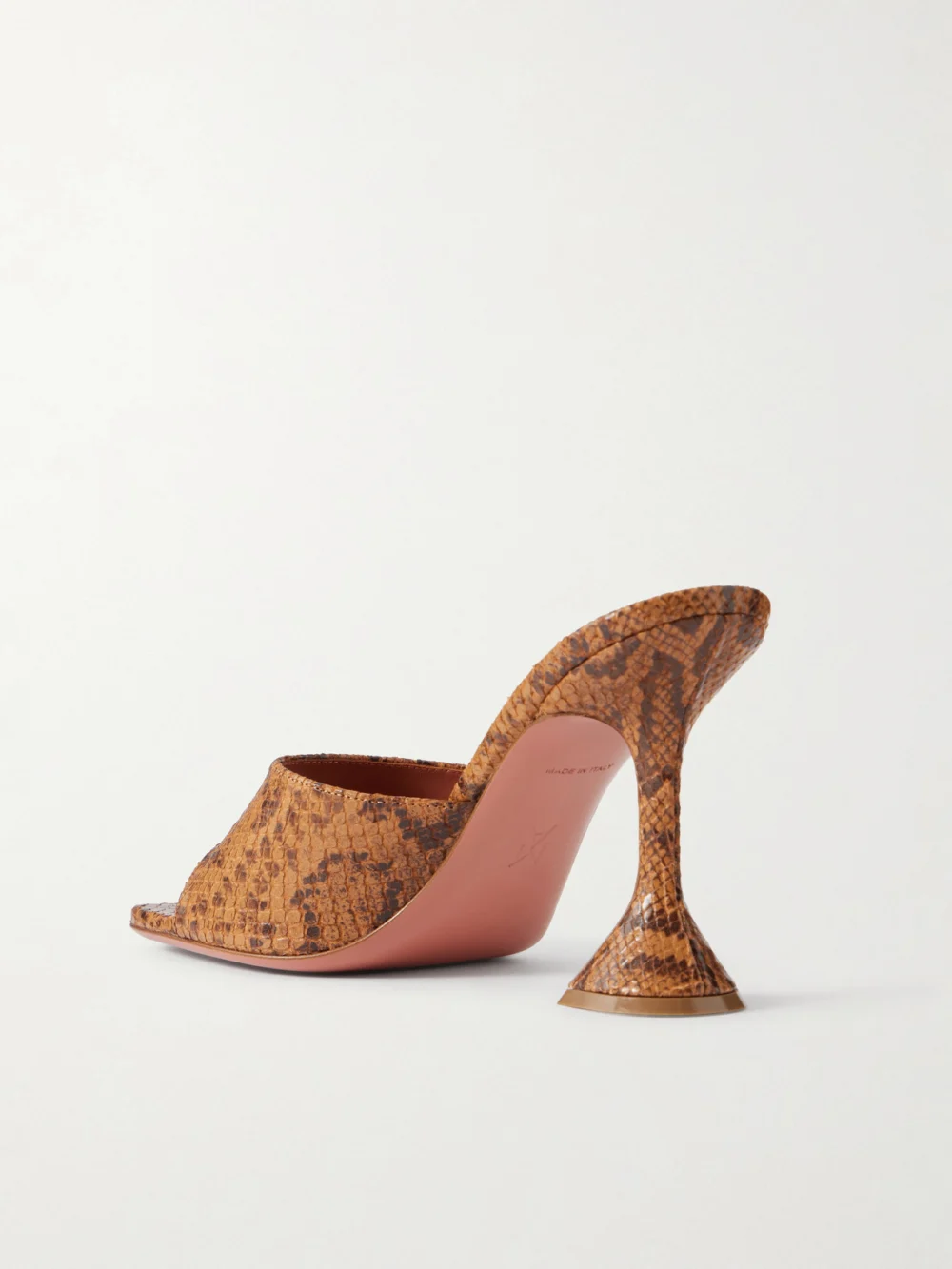 Back view of the Amina Muaddi Lupita 95 Snake-effect Leather Mules