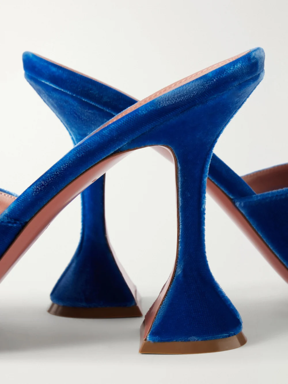Close-up detail of the Amina Muaddi Lupita 95 Velvet Mules