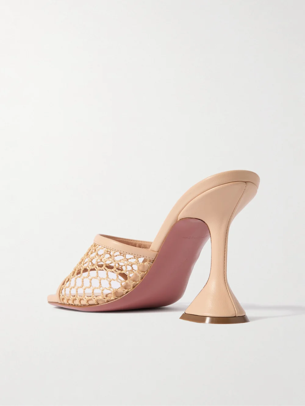 Back view of the Amina Muaddi Lupita Fishnet and Leather Mules